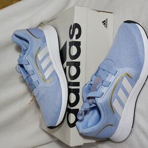 adidas Light Blue and Gold Women's Sneakers
